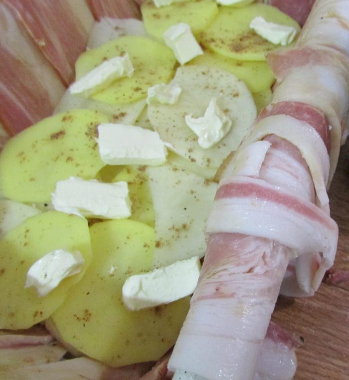 Картофельный мильфей с беконом