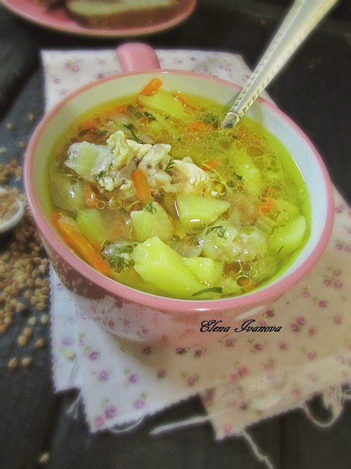 Суп с гречневыми клецками-кнопками