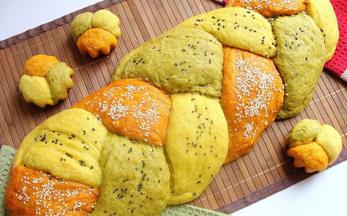 Цветной хлеб без дрожжей &amp;quot;Коса-краса&amp;quot; с натуральными добавками 