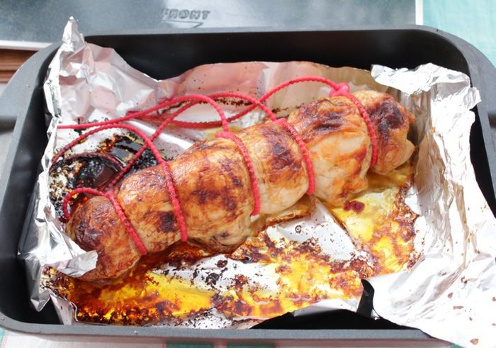 Куриный рулет с корейской морковью и языком