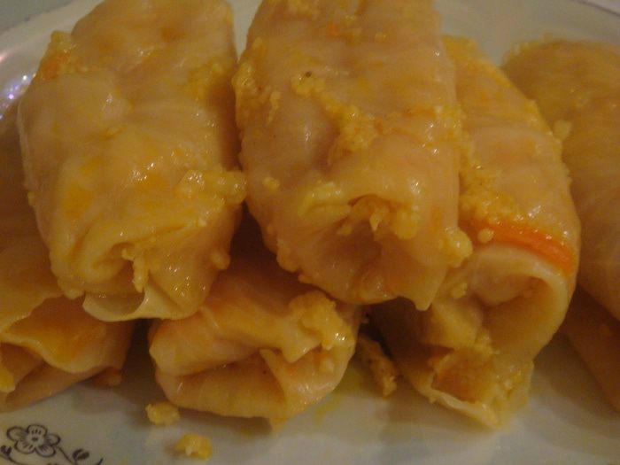 Постные голубцы с кукурузной крупой