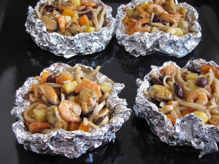 Корзиночки с морепродуктами