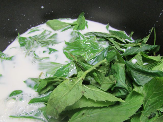 Мятное мороженое с кусочками шоколада