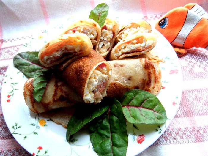 Блинные роллы с рыбкой