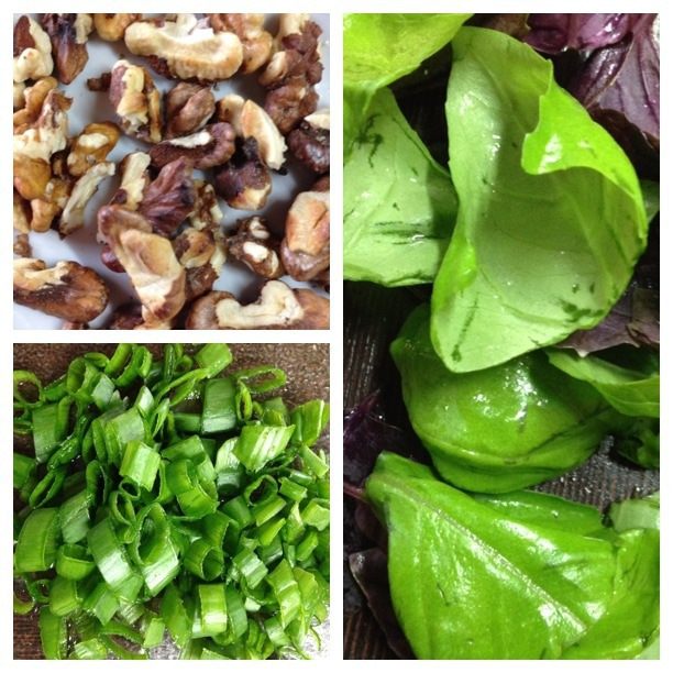 Картофельный салат с грецким орехом и базиликом