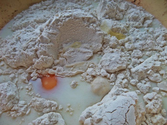 Блины с сыром и мясным припёком