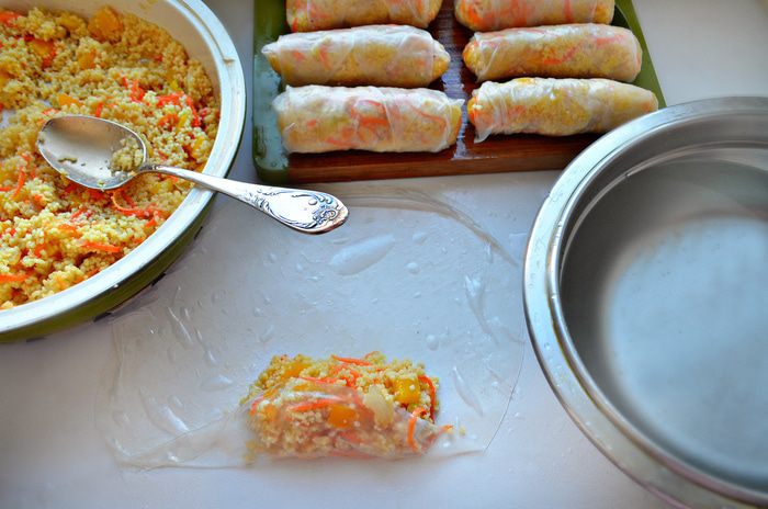 Спринг-роллы с кускусом и овощами