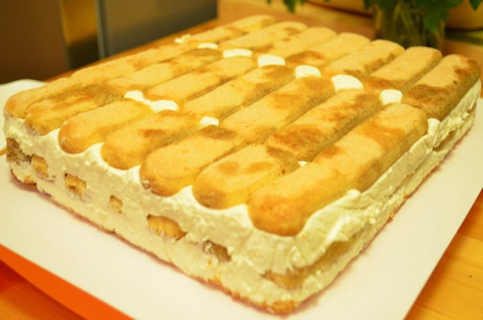 Тирамису с творожным кремом и миндальным печеньем