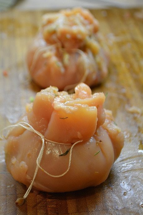  Мешочки из курицы с гречкой и шампиньонами