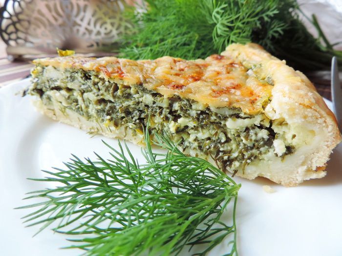 Открытый пирог с творогом и зеленью &amp;quot;Витаминный&amp;quot;
