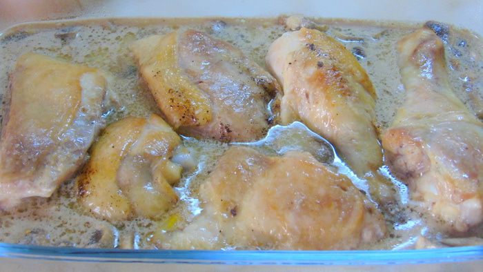 Курица в горчичном соусе с грибами 