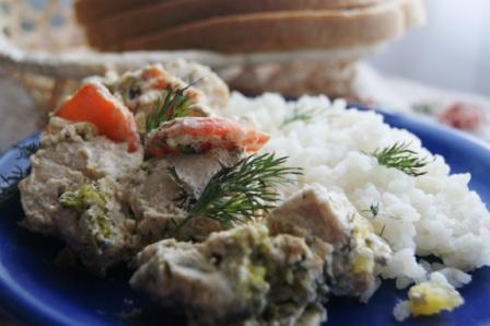 Бланкет из курицы с овощами в мультиварке