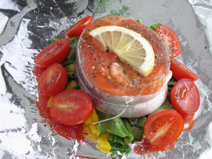 Форель с шампанским в конверте