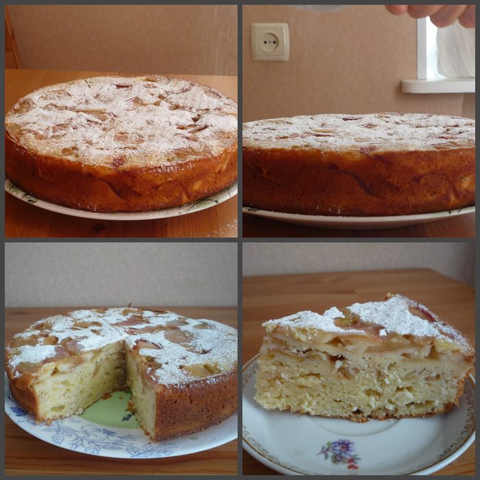 Шарлотка с яблоками и облепиховым йогуртом