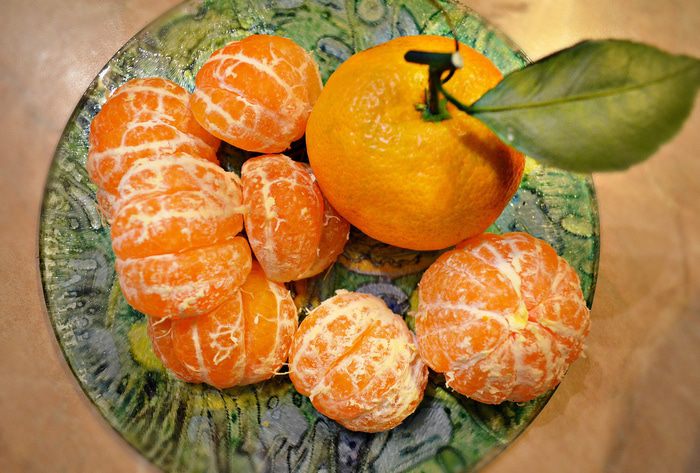 Курица, запеченная с мандаринами