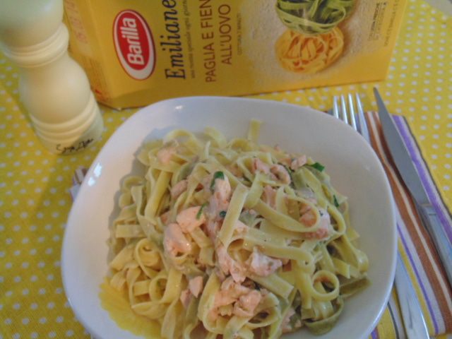 Тальятелле с семгой и лаймом 