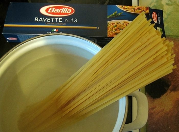 Баветте со сливочными креветками