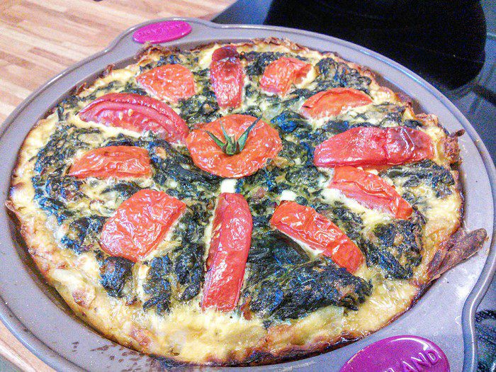 Картофельный киш с фетой и шпинатом 