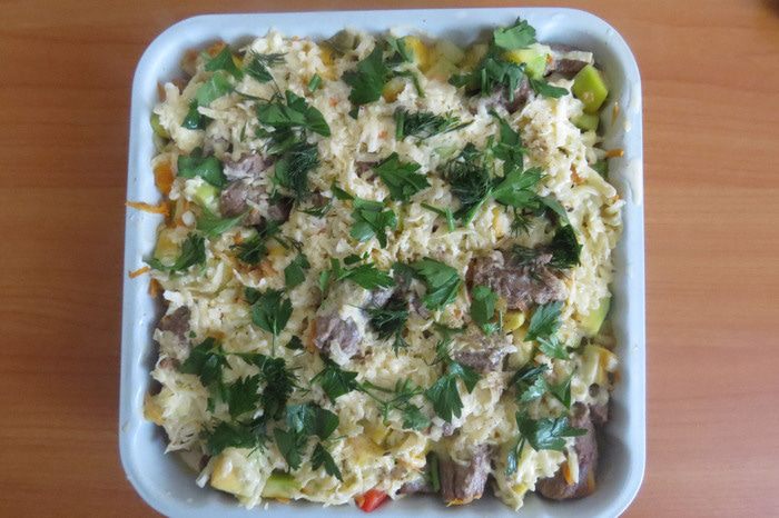 Запеканка с мясом и тыквой