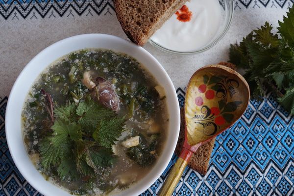 Зеленый борщ с крапивой 