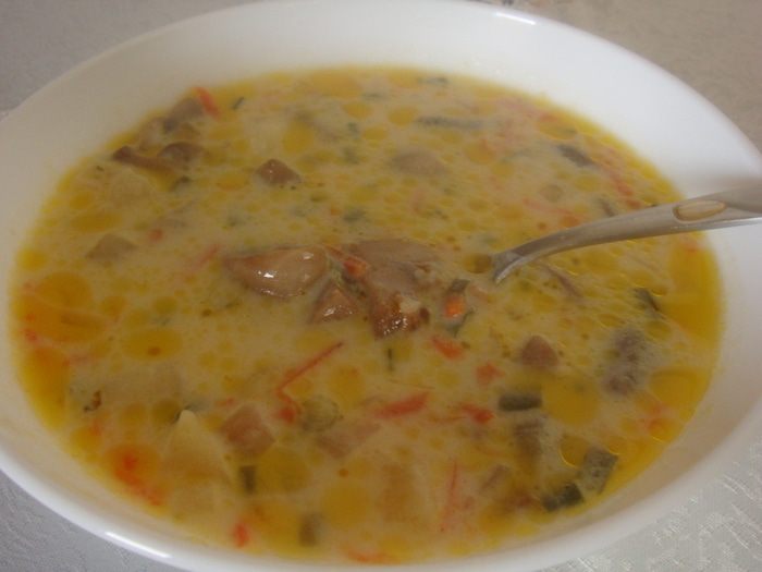 Сливочно-сырный суп с шампиньонами