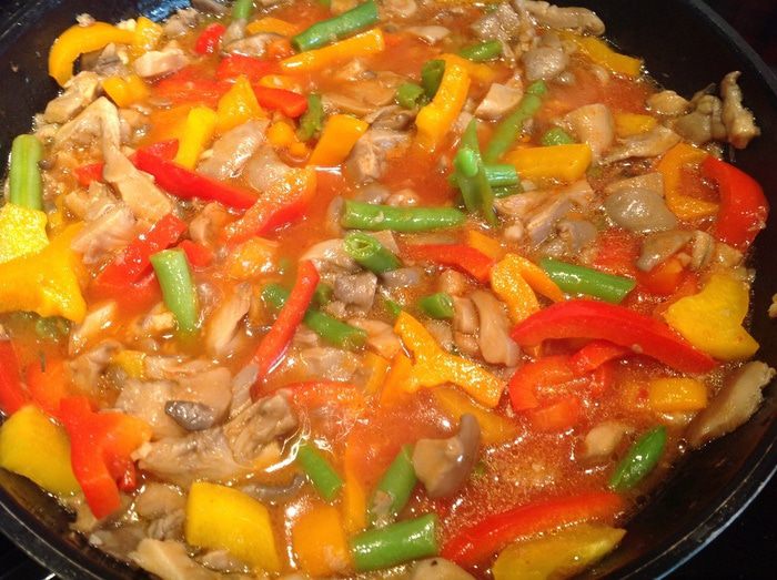 Паста с вешенками 