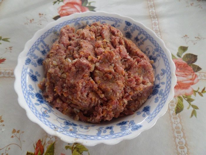 Пельмени с гусем, гречкой и овощами