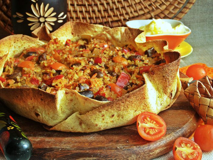 Булгур с сердечками в съедобной тарелке