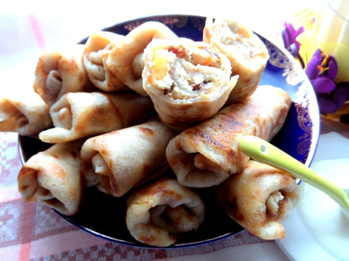 Творожные блинные трубочки