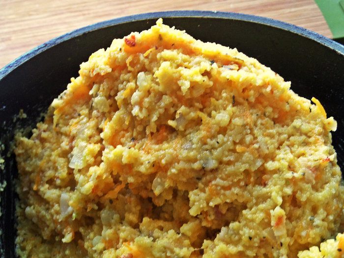 Полента с беконом и овощами