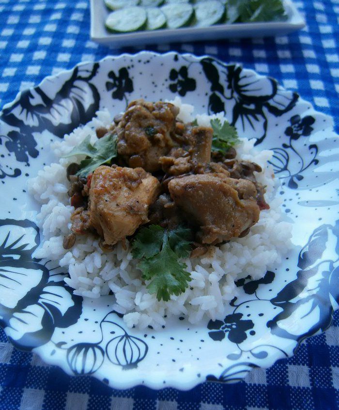 Курица с чечевицей