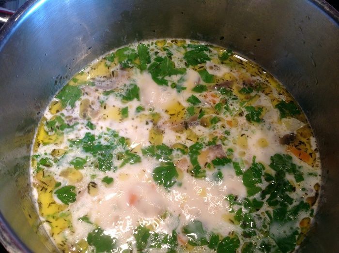 Молочный суп с грибами