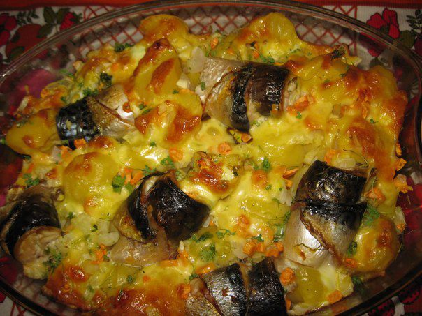 Рыбные рулетики с овощами
