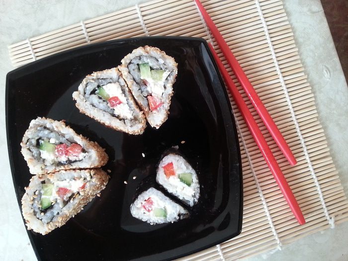 Роллы &amp;quot;Разбитое сердце самурая&amp;quot; + легкий способ варки риса