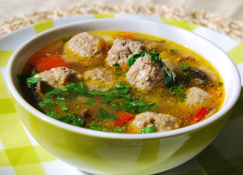 Суп грибной с фрикадельками