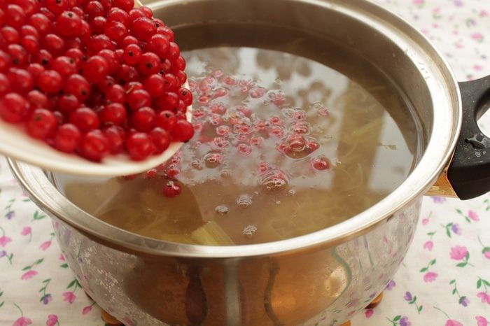 Компот из ревеня и красной смородины