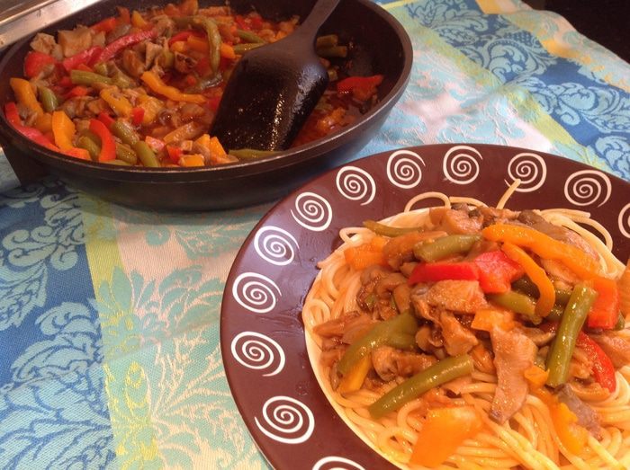 Паста с вешенками 