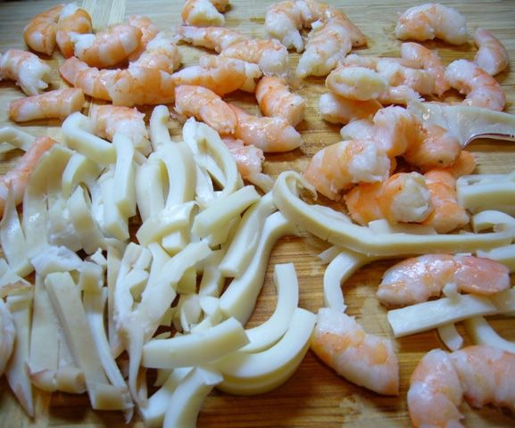 Печеные овощи с морепродуктами
