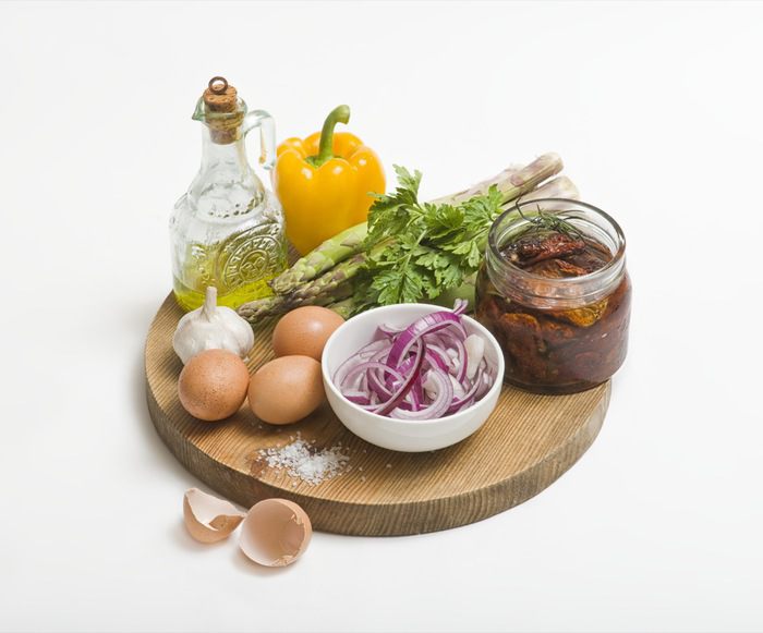 Яичница со спаржей