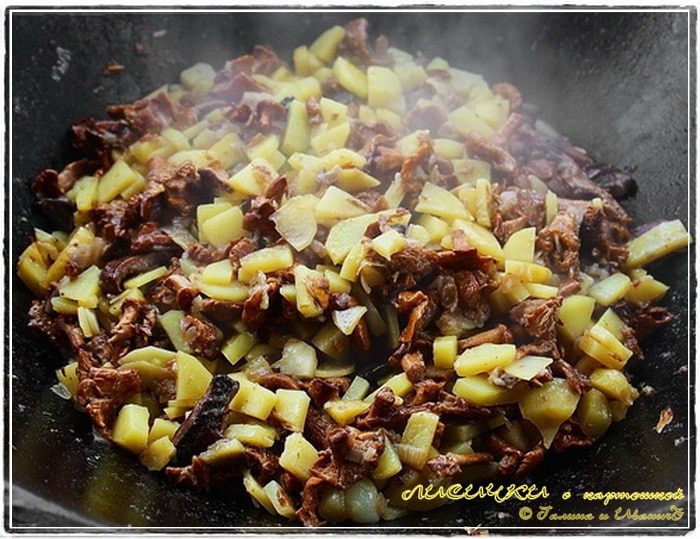 Лисички с картошкой в казане