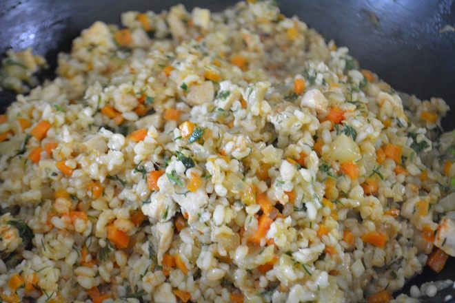 Булгур с овощами и куриной грудкой