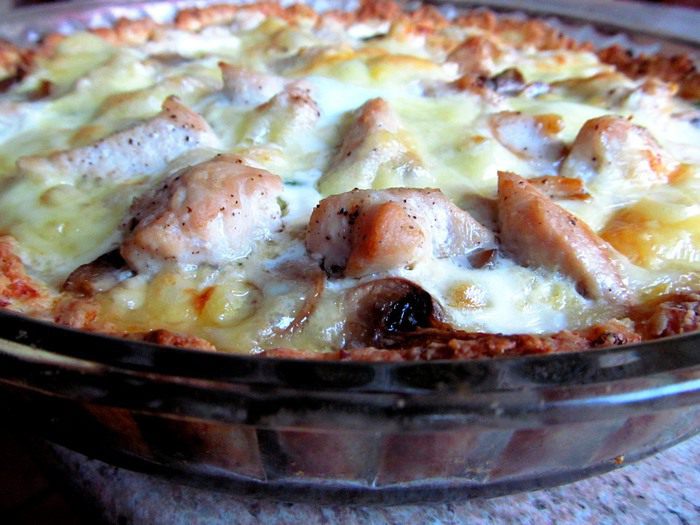 Тарт &amp;quot;Взлетная полоса&amp;quot; со шпинатом, курицей и грибами