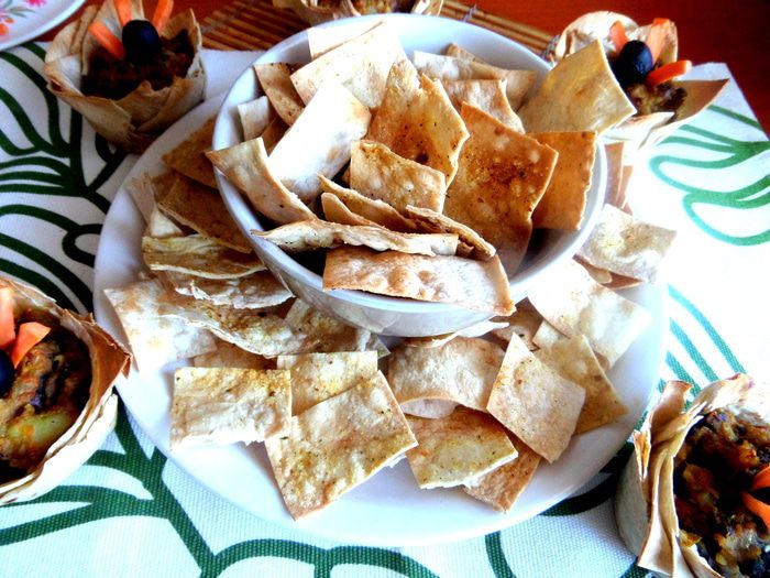 Грибы с картошкой в корзиночках из лаваша (постные)