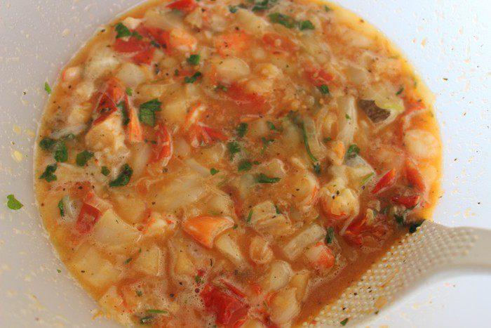 Яично-рыбный террин с креветками