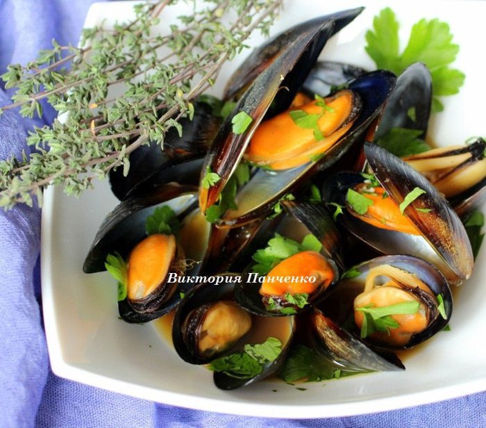 Мидии в пивном соусе