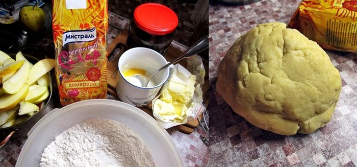 Тонкий яблочный пирог с клюквой