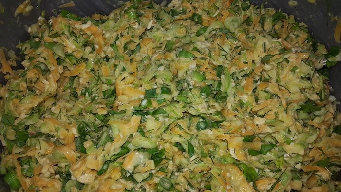 Кабачково-тыквенная запеканка с зеленью и овсяными хлопьями