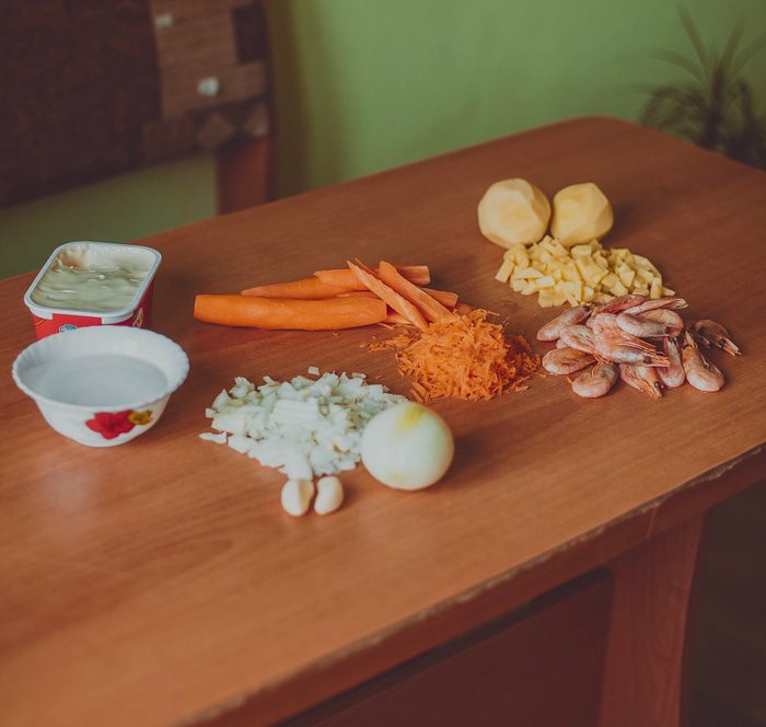 Сырный супчик с креветками