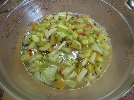 Суп-пюре из кабачка и жареной перловки