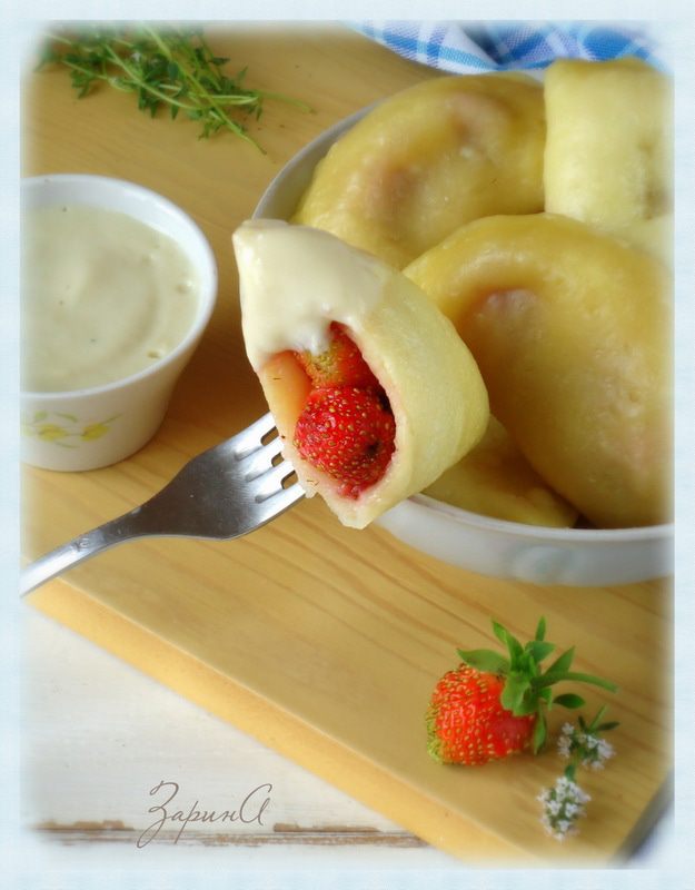 Вареники творожные с ванильно-тимьяновым соусом